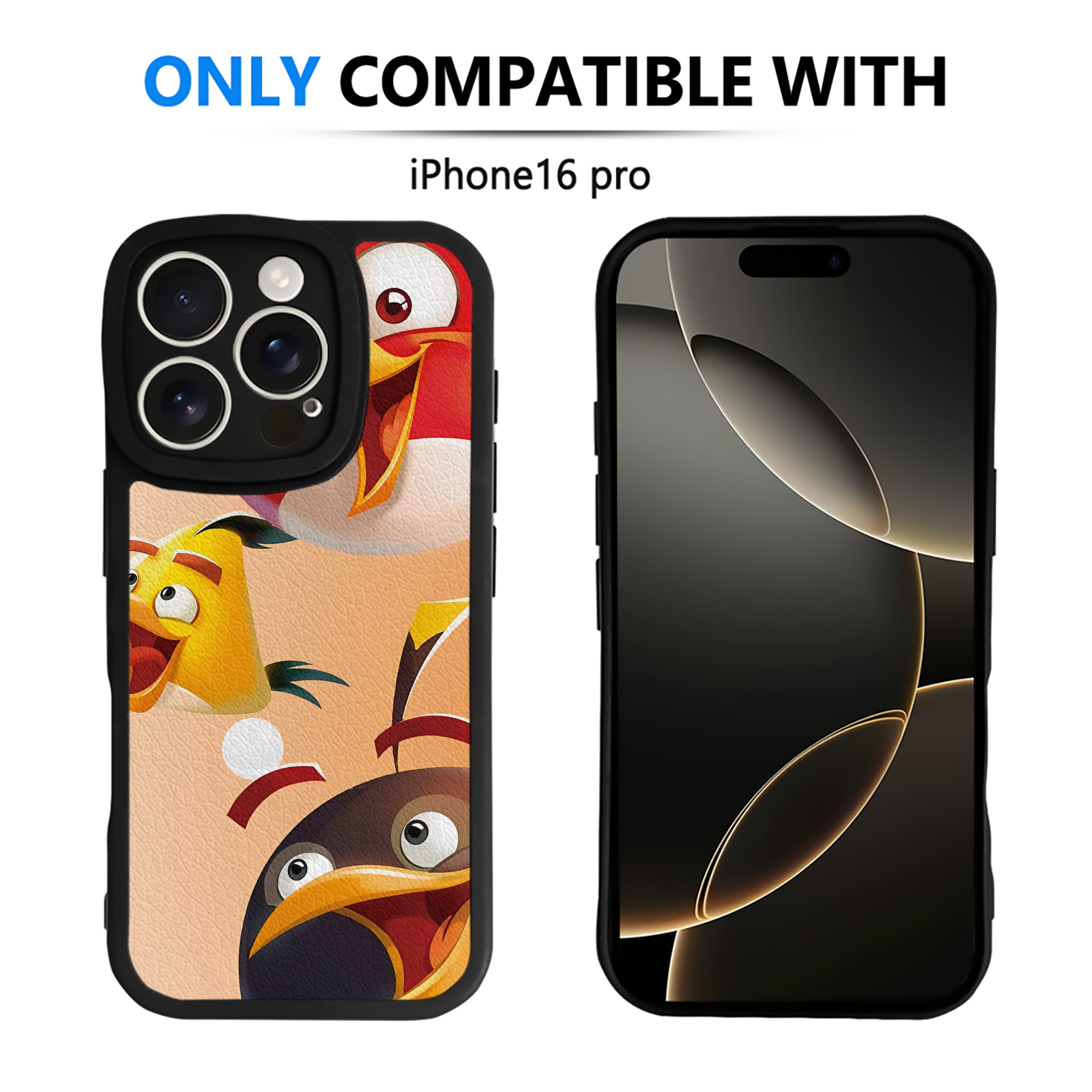 （画像用） Angry Birds アングリーバード 【iPhone 16シリーズ対応】シリコンスマホケース（レザー調） 材質：シリコン